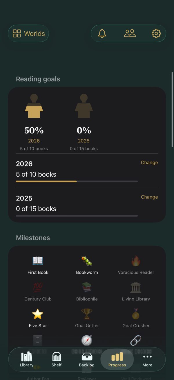 The Archivist app: Reading goals