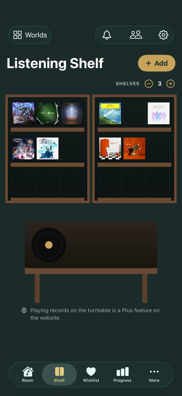 The Archivist app: Listening shelf